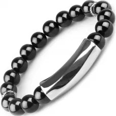 Мужской браслет из черного агата на резинке Everiot Select LNS-0259