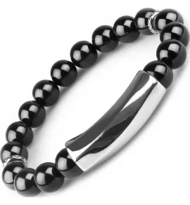 Мужской браслет из черного агата на резинке Everiot Select LNS-0259