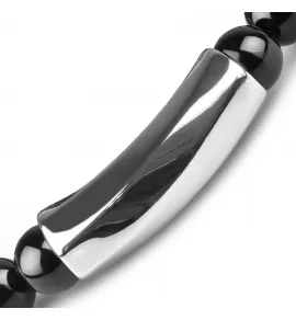 Мужской браслет из черного агата на резинке Everiot Select LNS-0259