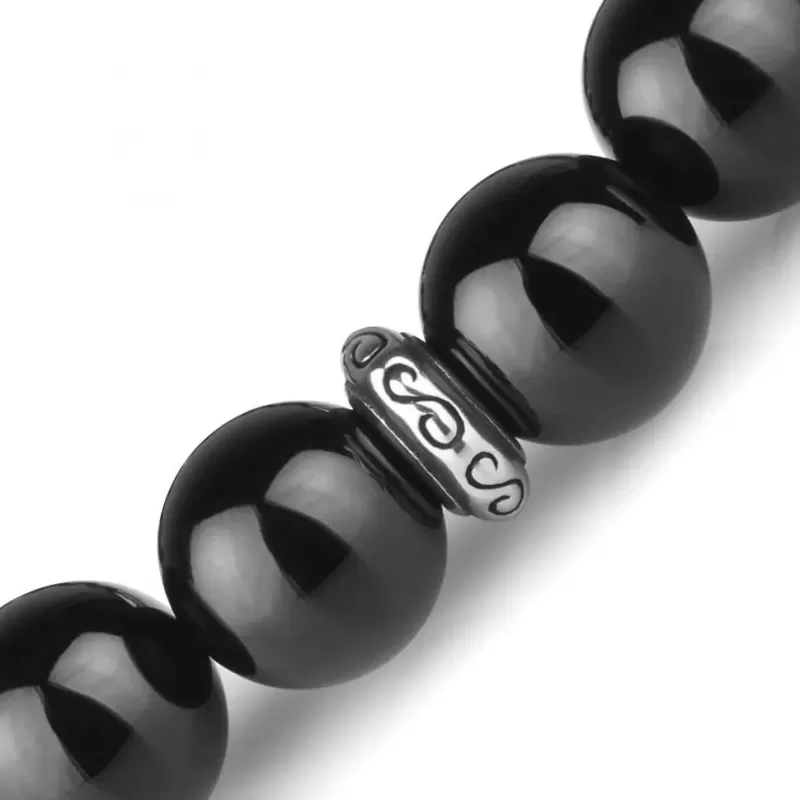 Мужской браслет из черного агата на резинке Everiot Select LNS-0259