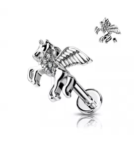 Серьга микролабрет "Единорог" для пирсинга губ, хряща уха PiercedFish LIA01 из стали с фианитами