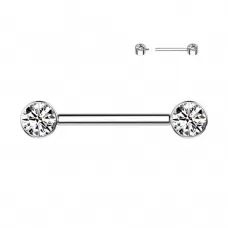 Штанга для пирсинга сосков из титана Pirslab TIK01-C с фианитами