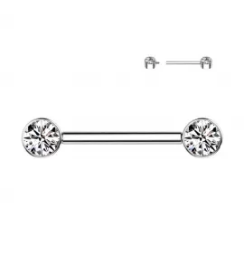 Штанга для пирсинга сосков из титана Pirslab TIK01-C с фианитами