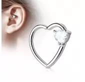 Серьга "Сердце" для пирсинга хряща левого или правого уха PiercedFish --RXH02 из латуни