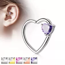 Серьга "Сердце" для пирсинга хряща левого или правого уха PiercedFish --RXH02 из латуни