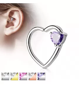 Серьга "Сердце" для пирсинга хряща левого или правого уха PiercedFish --RXH02 из латуни