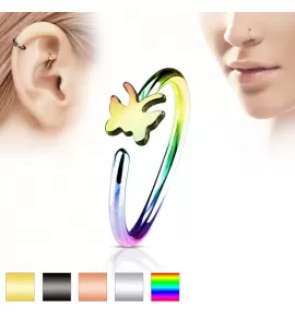 Серьга кольцо для пирсинга хеликса, трагуса, носа PiercedFish NOCR-14 в форме бабочки