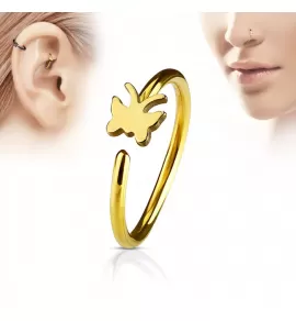 Серьга кольцо для пирсинга хеликса, трагуса, носа PiercedFish NOCR-14 в форме бабочки