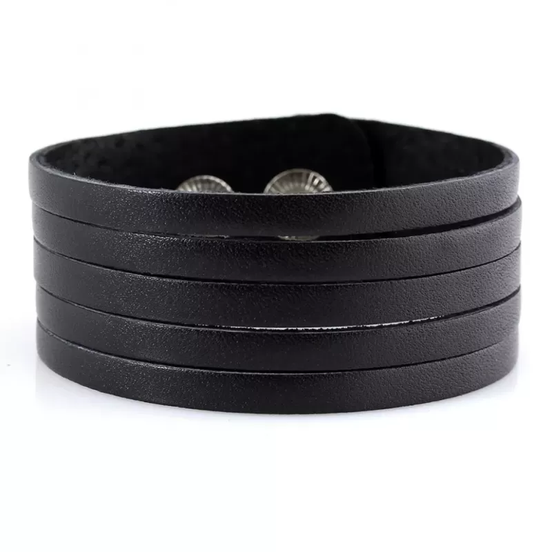 Кожаный браслет мужской Scappa P-601 черный