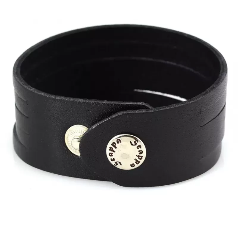 Кожаный браслет мужской Scappa P-601 черный