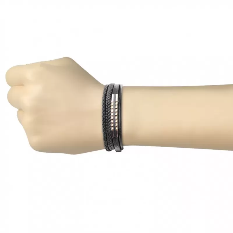 Плетеный браслет из экокожи TATIC SLQ-1016R черный мужской