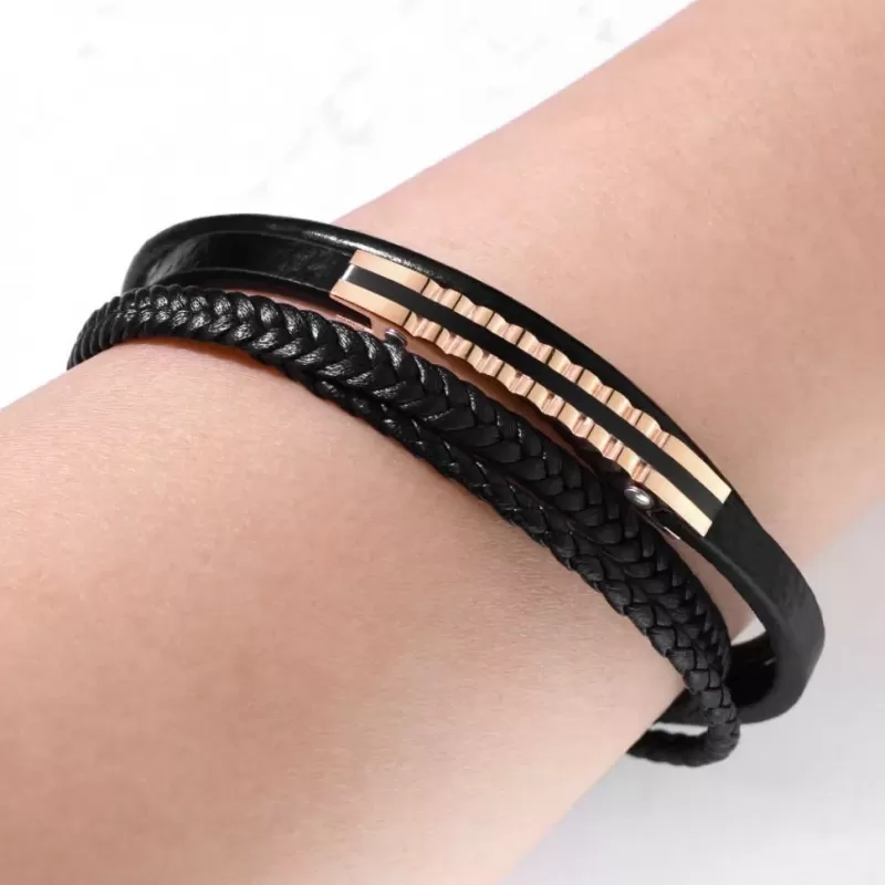 Плетеный браслет из экокожи TATIC SLQ-1016R черный мужской