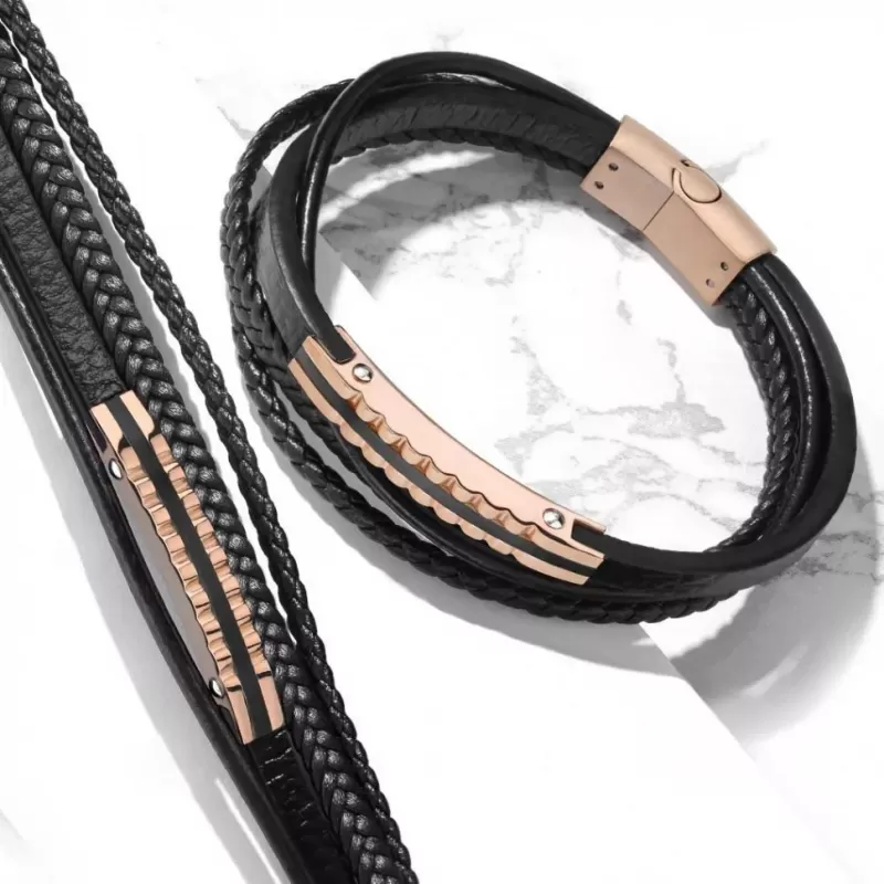 Плетеный браслет из экокожи TATIC SLQ-1016R черный мужской