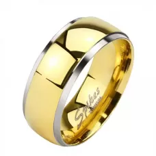 Кольцо из титана Spikes R-TI-4382 для пар, с золотой полосой