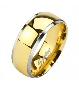 Кольцо из титана Spikes R-TI-4382 для пар, с золотой полосой