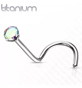 Титановая серьга для пирсинга носа (нострил) Pirslab T23NO4-AB с фианитом