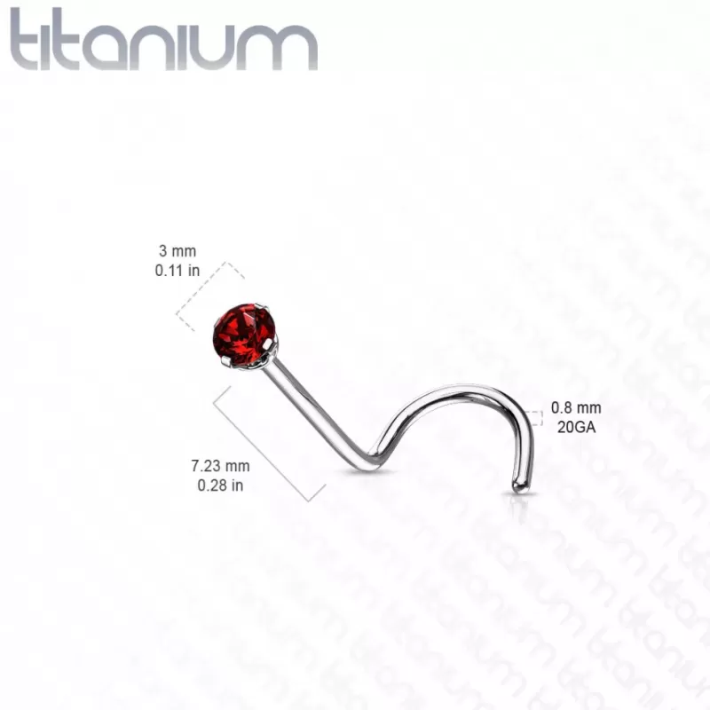 Титановая серьга для пирсинга носа (нострил) Pirslab T23NO4-AB с фианитом