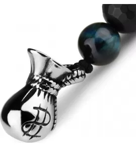 Четки из агата и камня соколиный глаз Everiot Select LNS-2168 с подвеской в виде денежного мешочка