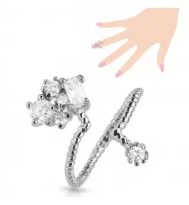 Безразмерное кольцо на фалангу TATIC NP-R-A013-C с фианитами