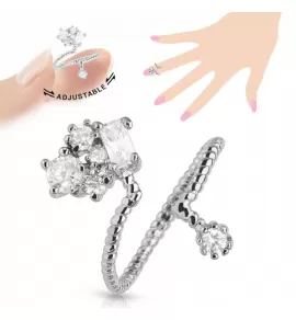 Безразмерное кольцо на фалангу TATIC NP-R-A013-C с фианитами