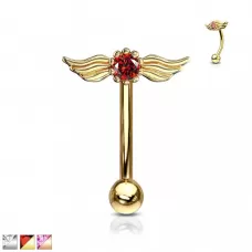 Микробанан для брови PiercedFish ESC09 из стали с фигуркой "Крылья" и фианитом