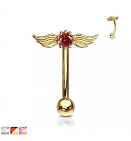 Микробанан для брови PiercedFish ESC09 из стали с фигуркой "Крылья" и фианитом