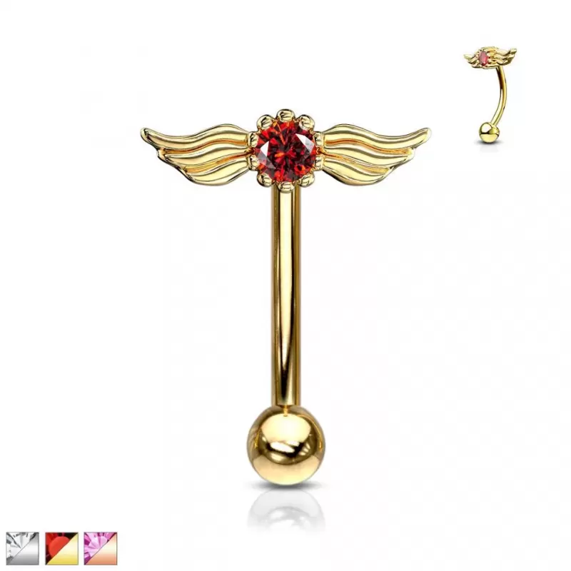 Микробанан для брови PiercedFish ESC09 из стали с фигуркой "Крылья" и фианитом