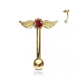 Микробанан для брови PiercedFish ESC09 из стали с фигуркой "Крылья" и фианитом