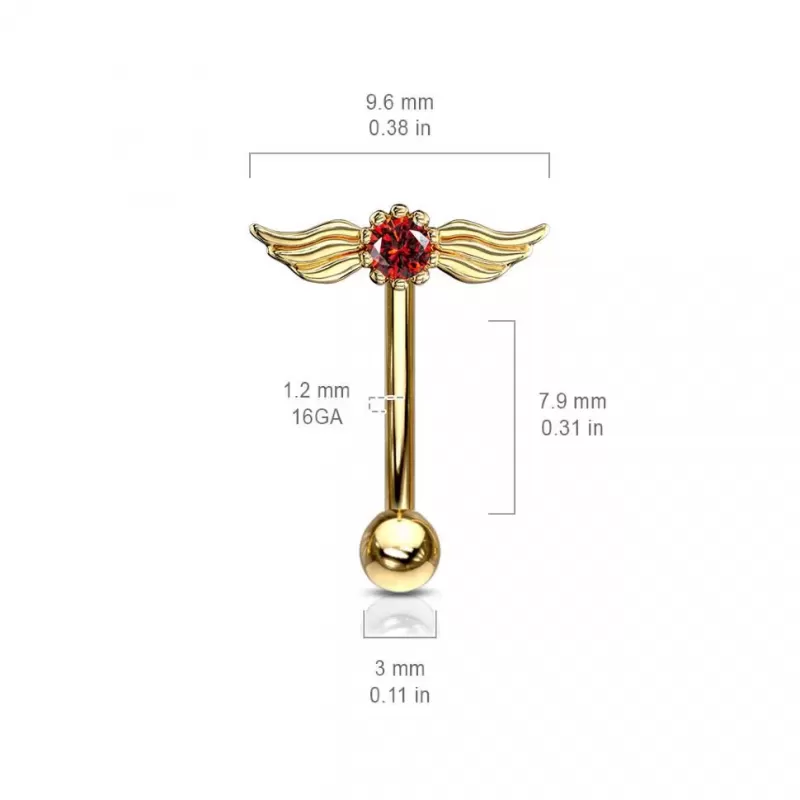 Микробанан для брови PiercedFish ESC09 из стали с фигуркой "Крылья" и фианитом