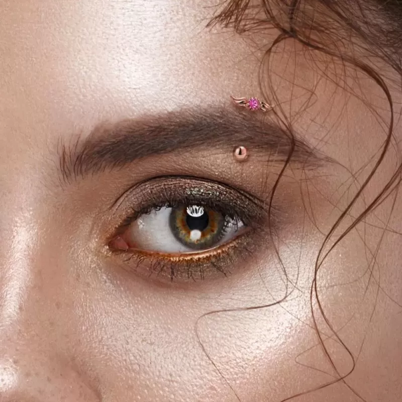 Микробанан для брови PiercedFish ESC09 из стали с фигуркой "Крылья" и фианитом