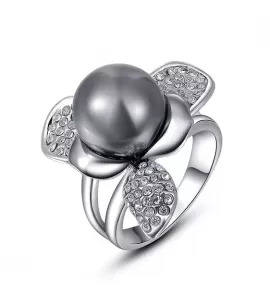 Кольцо ROZI RG-56520 с жемчужиной графитового цвета