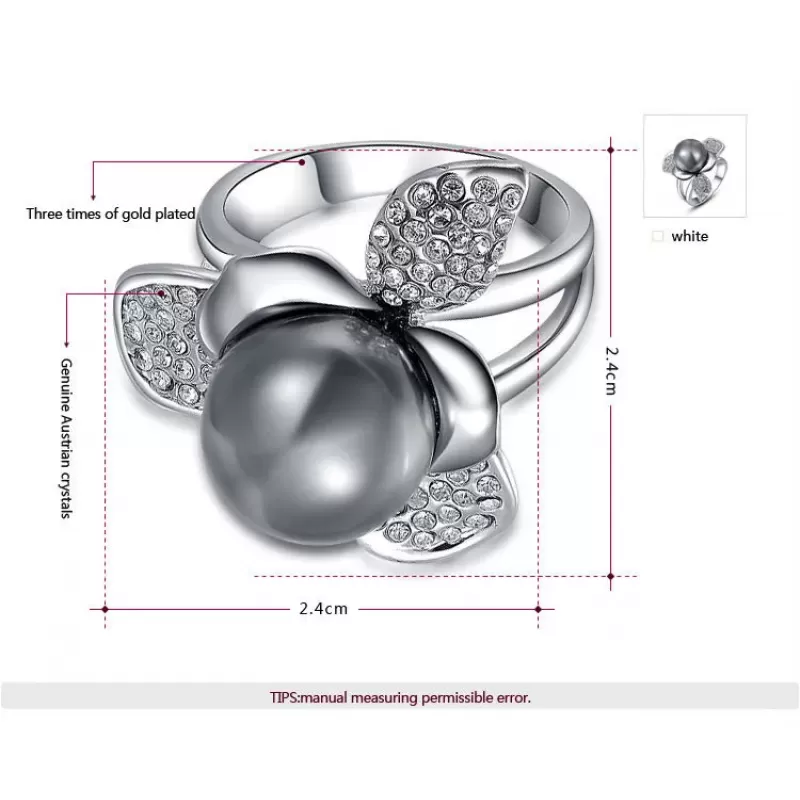Кольцо ROZI RG-56520 с жемчужиной графитового цвета