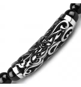 Мужской браслет из агата и бронзита Everiot Select LNS-0260 на резинке