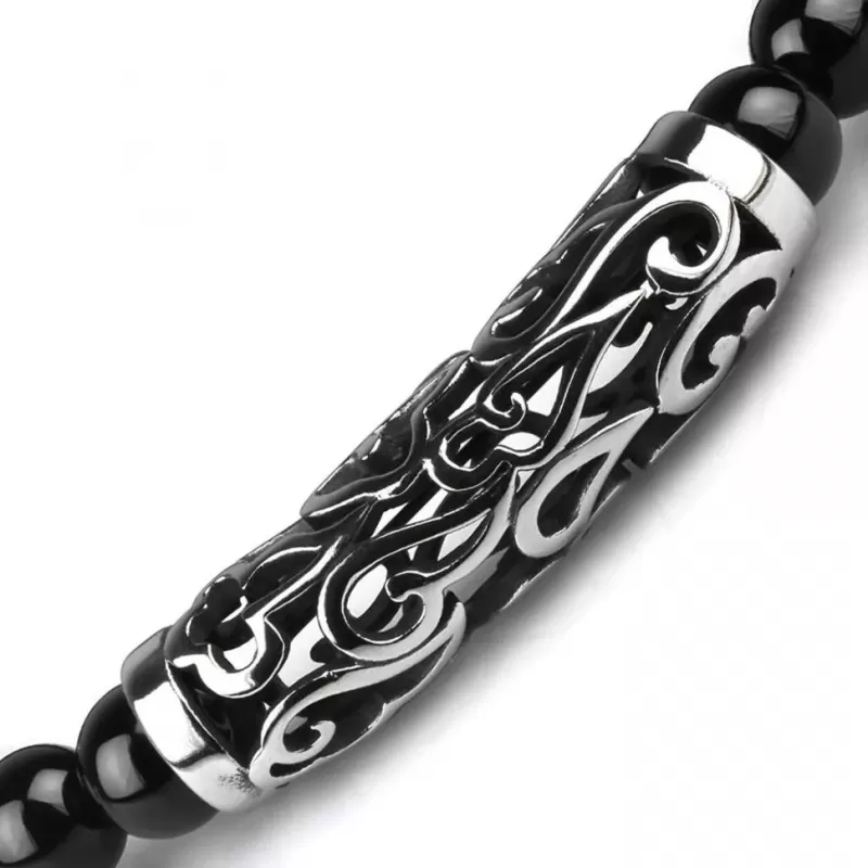 Мужской браслет из агата и бронзита Everiot Select LNS-0260 на резинке