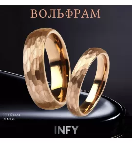 Кольцо из карбида вольфрама INFY R-TG-0069 с неровной граненой поверхностью