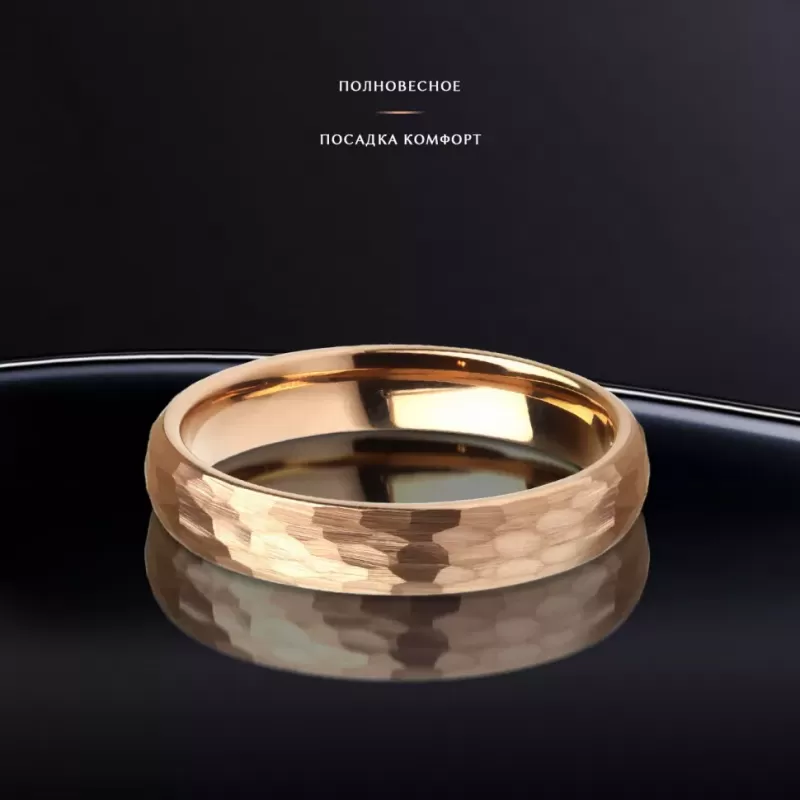 Кольцо из карбида вольфрама INFY R-TG-0069 с неровной граненой поверхностью