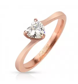 Кольцо "Сердце" для помолвки из стали Spikes R-M4525 с фианитом