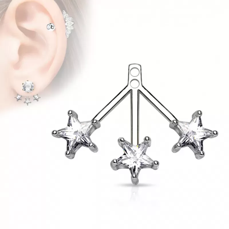 Джекет для сережек TATIC ED-11-C со звездочками и фианитами