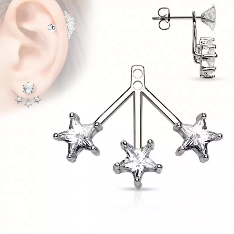 Джекет для сережек TATIC ED-11-C со звездочками и фианитами