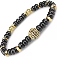 Браслет ручной работы на резинке Everiot Select LNS-2014 из агата с фианитами