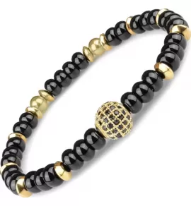 Браслет ручной работы на резинке Everiot Select LNS-2014 из агата с фианитами