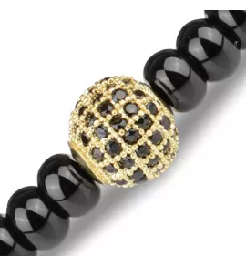 Браслет ручной работы на резинке Everiot Select LNS-2014 из агата с фианитами