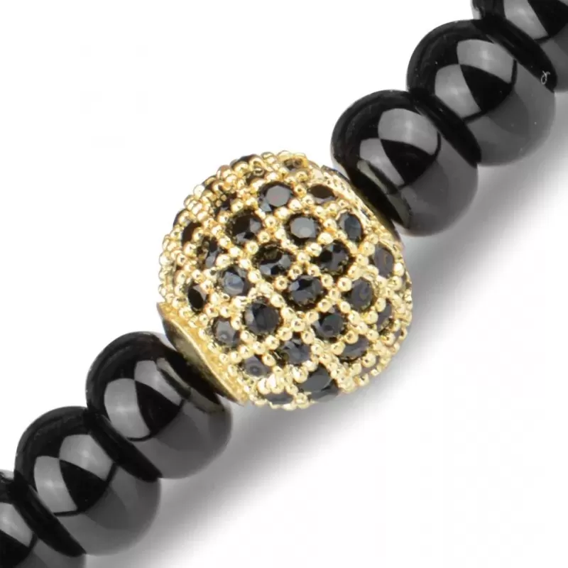 Браслет ручной работы на резинке Everiot Select LNS-2014 из агата с фианитами