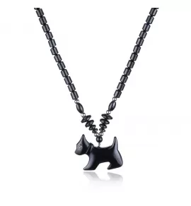 Ожерелье Everiot NC-XP-10987 из гематита с подвеской в виде собачки