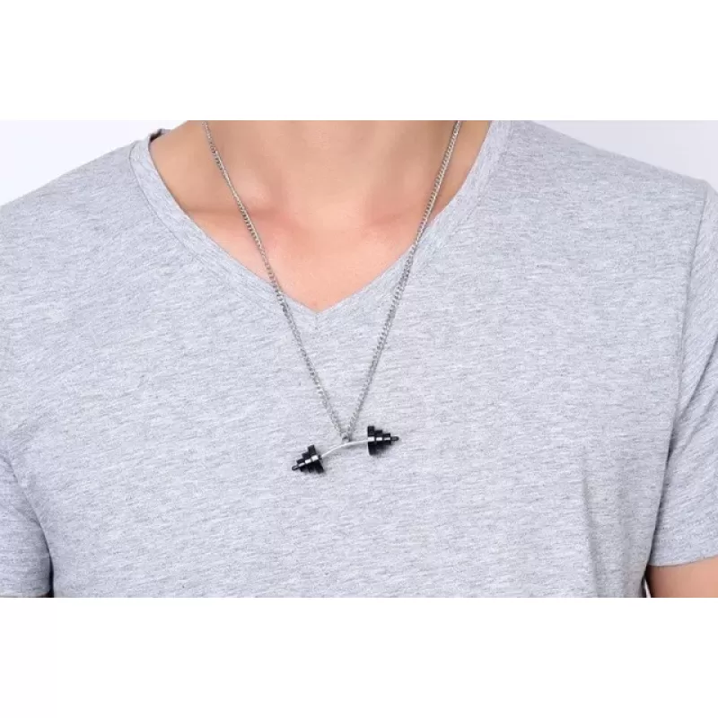 Мужской кулон в форме штанги Everiot SPD-XP-1811 на стальной цепочке