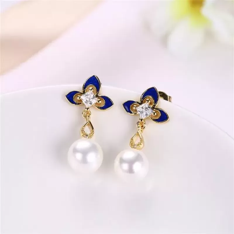 Серьги-гвоздики Everiot SE-XP-14271 золотистые с подвеской