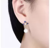 Серьги-гвоздики Everiot SE-XP-14271 золотистые с подвеской