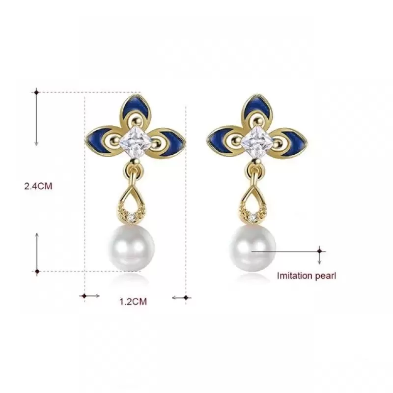 Серьги-гвоздики Everiot SE-XP-14271 золотистые с подвеской