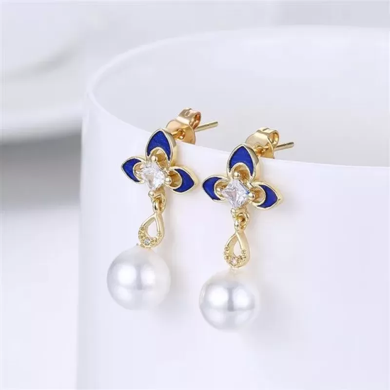 Серьги-гвоздики Everiot SE-XP-14271 золотистые с подвеской