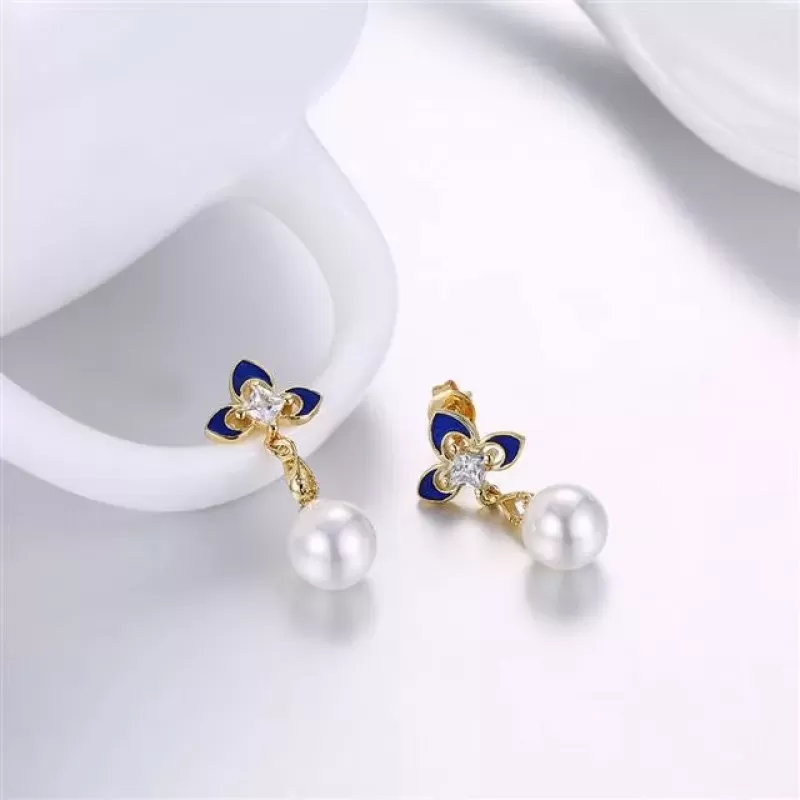 Серьги-гвоздики Everiot SE-XP-14271 золотистые с подвеской